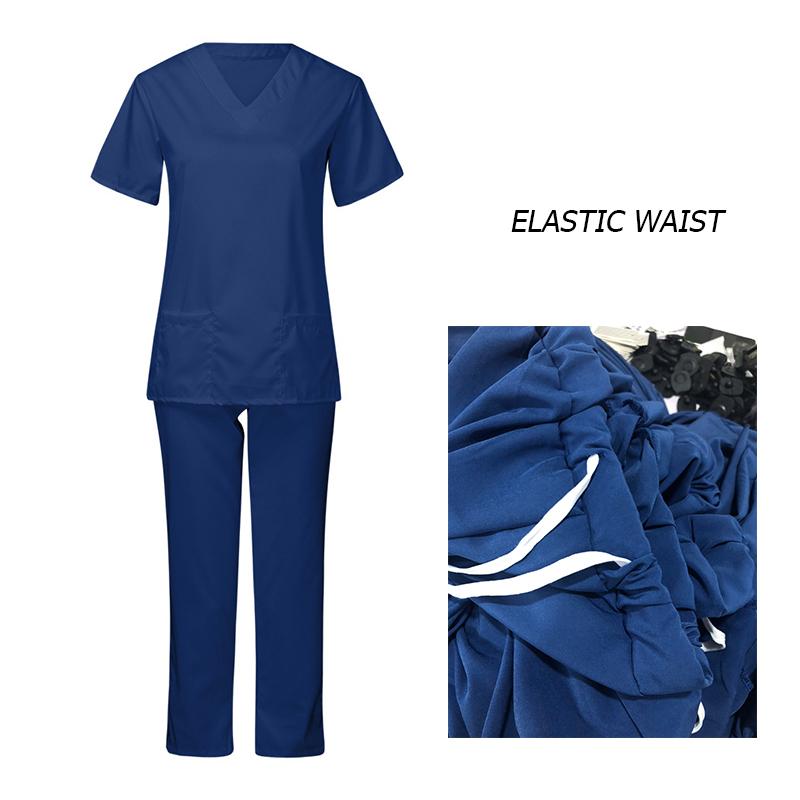 Women039s Pants Capris Solid Color Unisex Men Women Short Sleeve V Neck Nurses Scrubs TopsPants Nursing Working Uniform Set 5865193