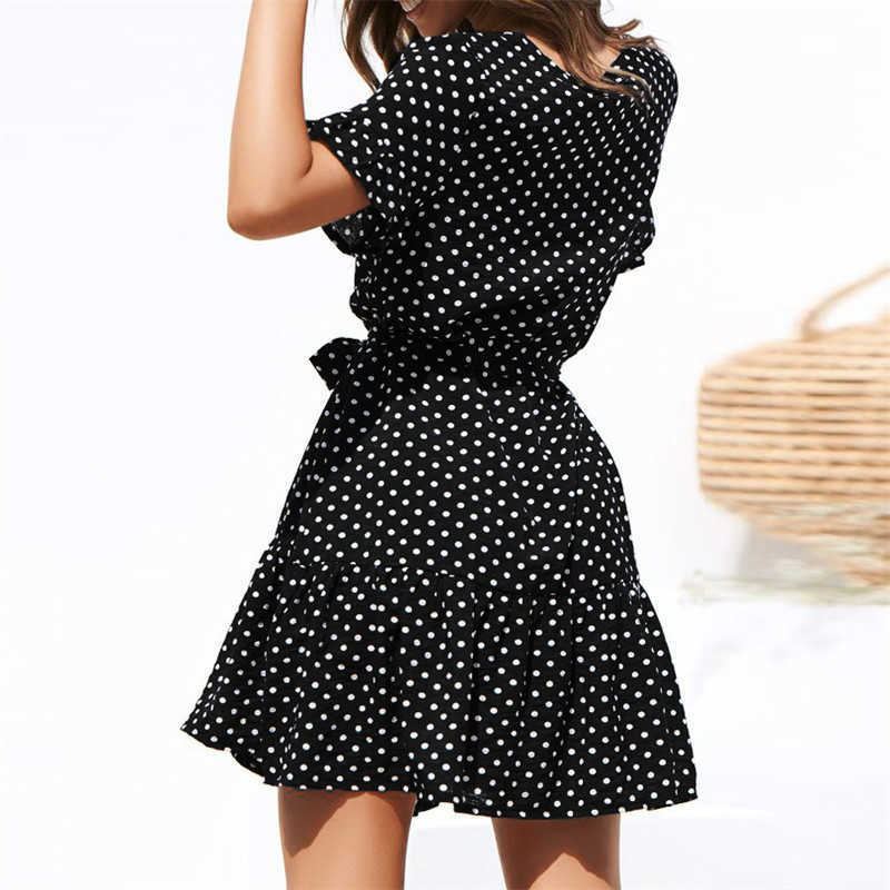 Women Leopard Print Dress Summer Ruffles Short Sleeve V Neck Evening Party Sweet Beach Dress Summer 210630