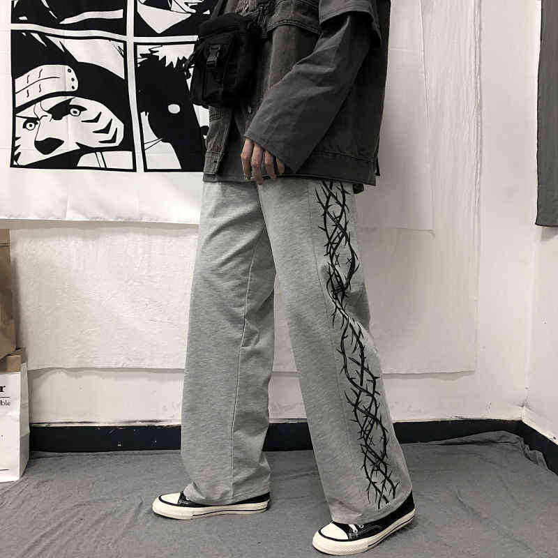 HOUZHOU Pants Women Printed Loose Unisex Couples Trousers Harajuku Streetwear Hip Hop Vintage Korean Fashion Wide Leg 211115