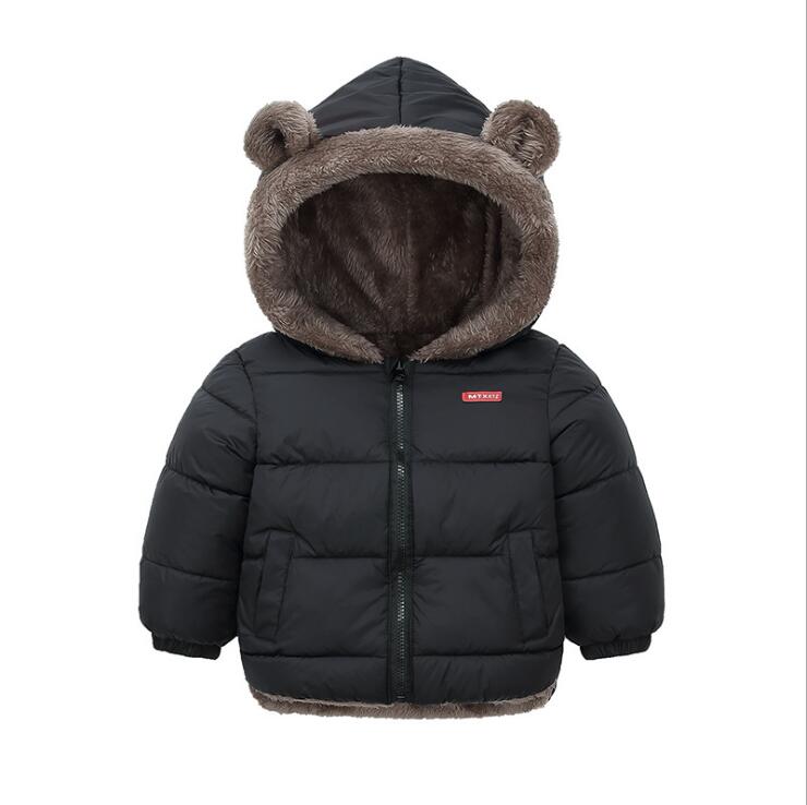 

Double-Sided Wear Baby Boys Girls Down Coat Jacket Cute Kids Hooded Parka Coats Autumn Winter Thicken Warm Children Jackets Boy Outwear, Black