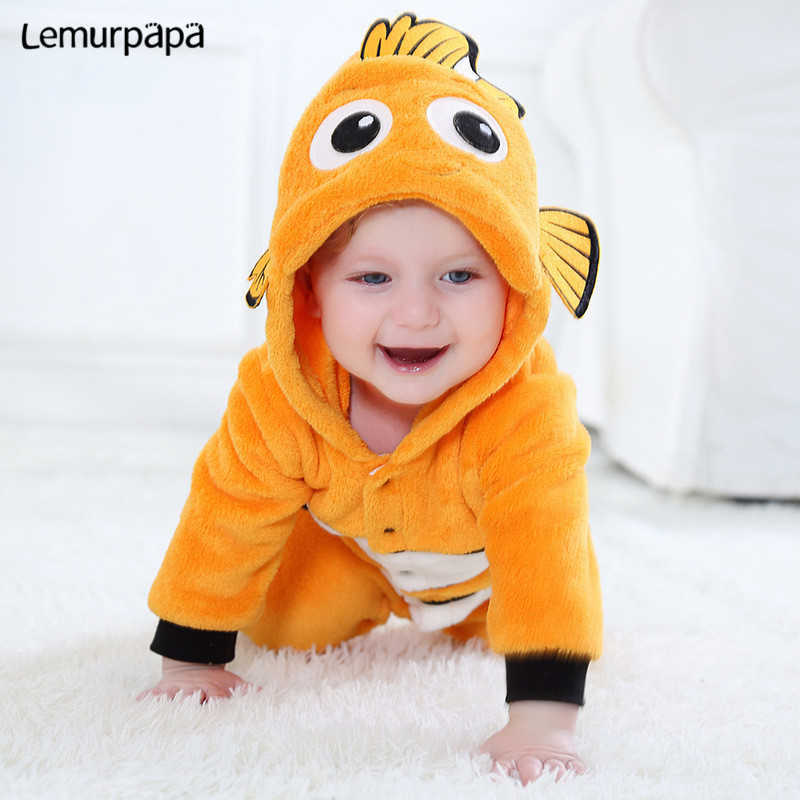 Anime Infant Baby Rompers Clothes 0-3Y Toddler Boy Girl born Cartoon Onesie Pajamas Zipper Flannel Warm Costume 211022 - view 4