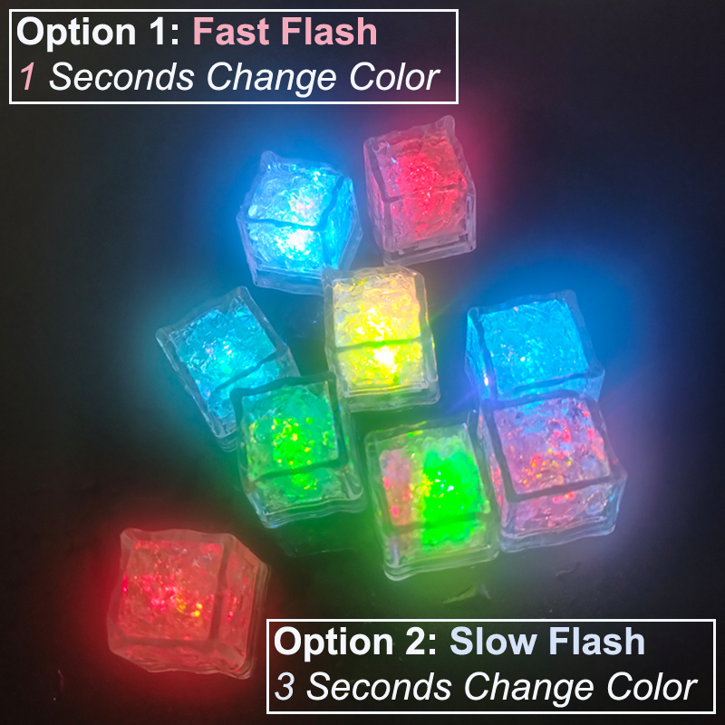 Led Night Lights Lite Ice Cubes Multicolor Light Up Blinking Liquid Active Sensor for Party Xmas Festival Wedding Decoration Color Changing Bar Access