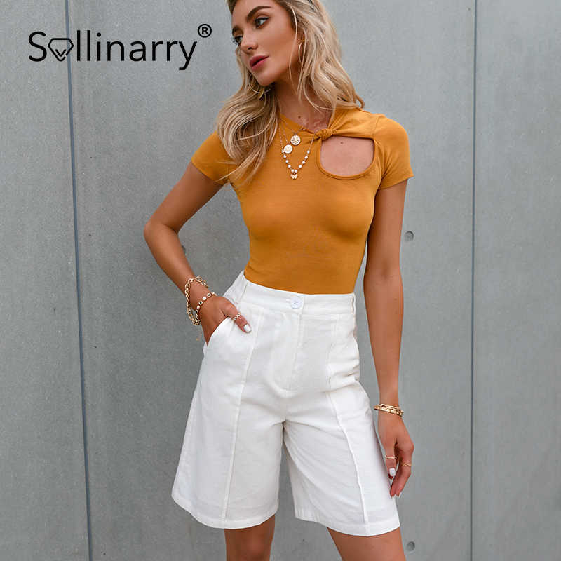 Sollinarry Casual white high street women capris summer Spring fashion pocket high waist pants Office solid elegant bottom 210709