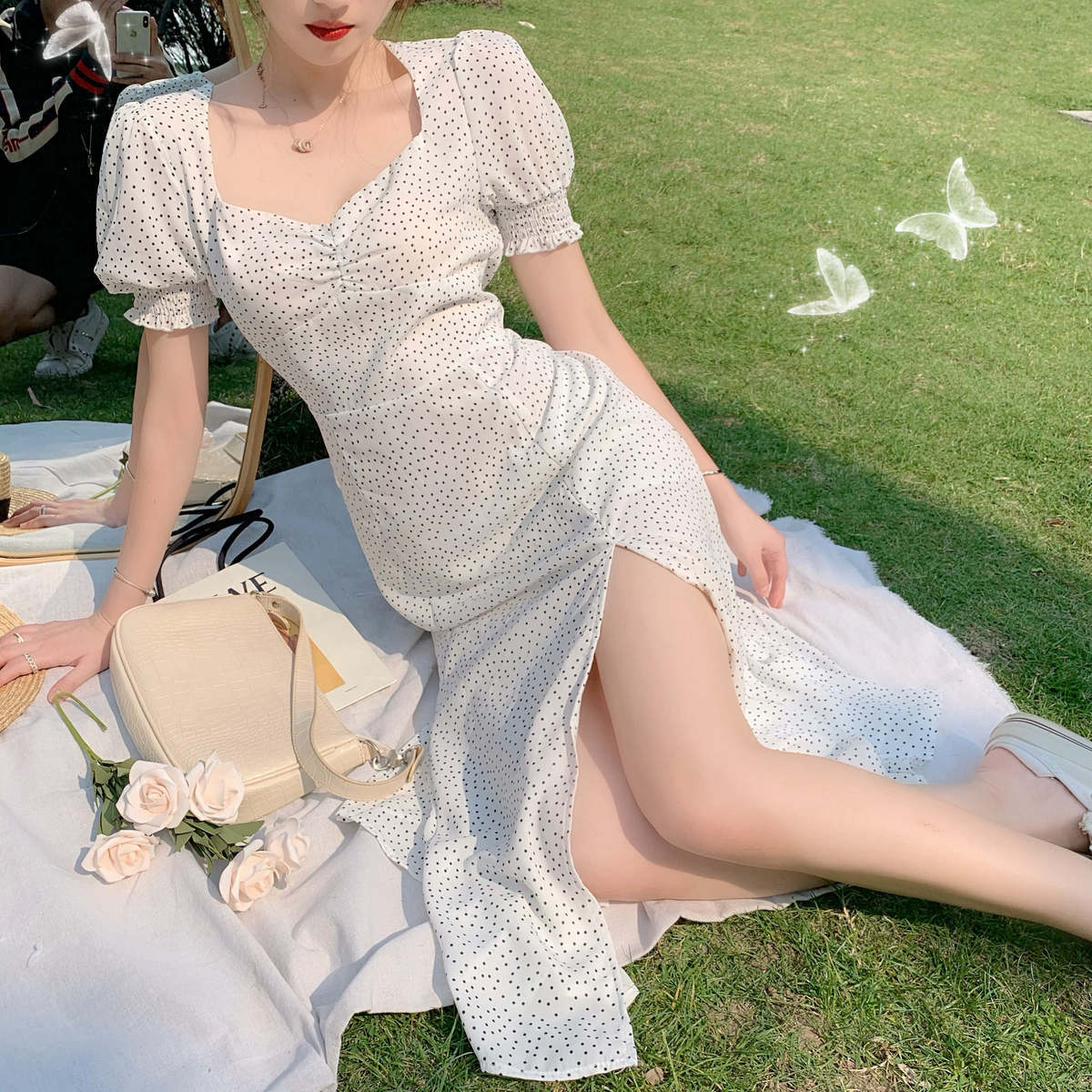 midi dress women elegant a-line korean vintage short sleeve summer female dresses party square collar boho vestidos, Black;gray
midi dress women elegant a-line korean vintage short sleeve summer female dresses party square collar boho vestidos, Black;gray