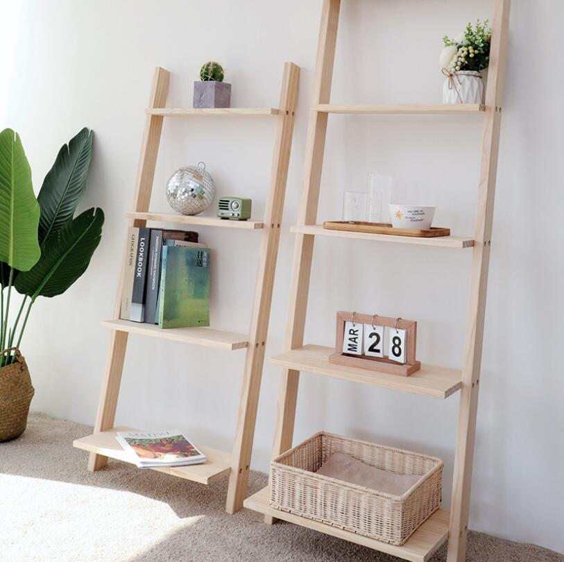 Ins trapezoidal shelf Bedroom Furniture solid wood living room corner storage multi-storey balcony flower rack Nordic simple floor racks