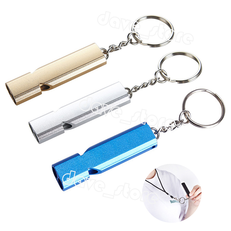 Metal Whistle Keychain Pendant Aluminum Alloy Double Hole Survival Whistle Key Chain Outdoor Emergency Tool
