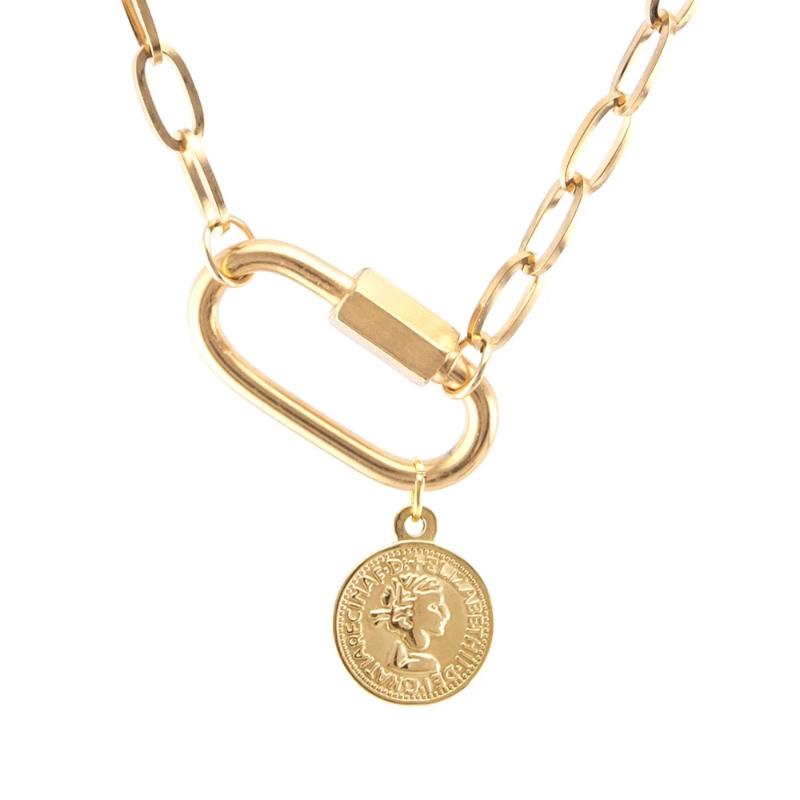 Pendant Necklaces Stainless Steel Coin Saint Benedict Medal Carabiner Necklace For Women Gold/Silver Color Metal Virgin Mary Spiral Buckle C
Pendant Necklaces Stainless Steel Coin Saint Benedict Medal Carabiner Necklace For Women Gold/Silver Color Metal Virgin Mary Spiral Buckle C