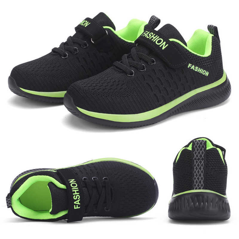 2021 Fashion Kids Sport Shoes Boys Hook&loop Running Sneakers Breathable Mesh Casual Children Walking Boys Shoes Kids Shoes Girl G0908