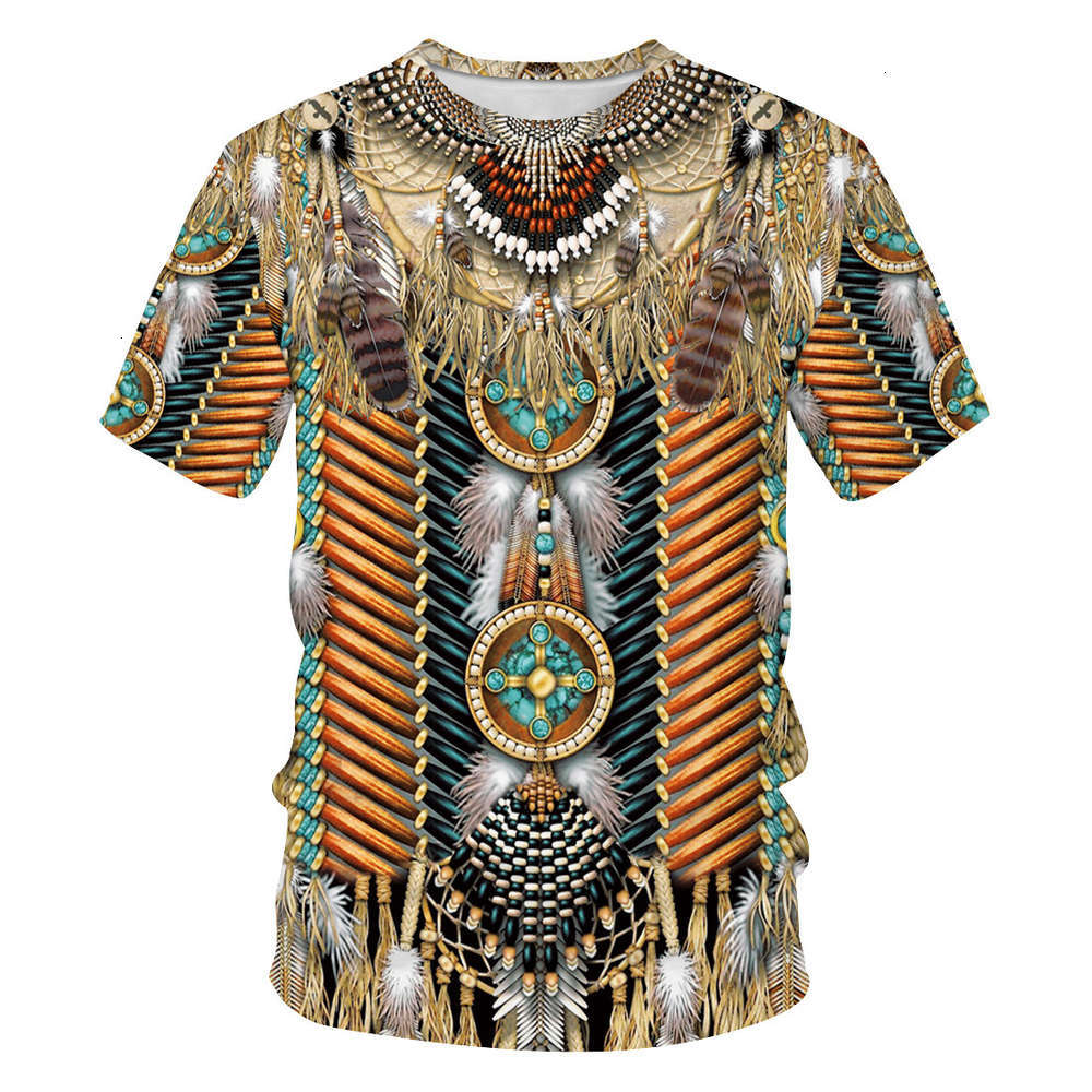 2021 new Indian 3D printing men's casual T shirts Pullover short sleeve top