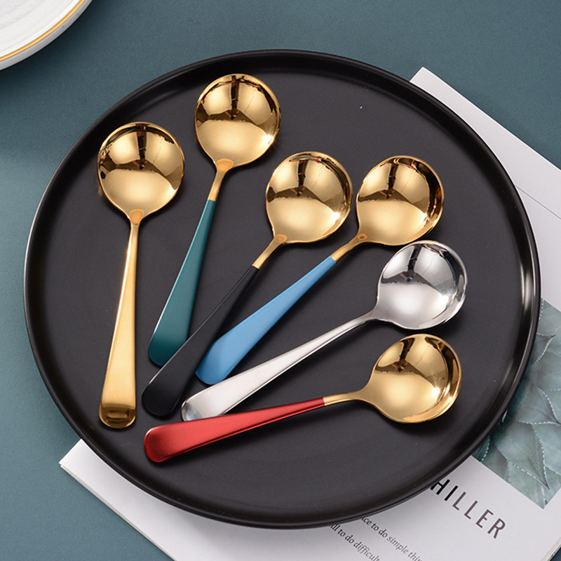 Spoon 410 Stainless Steel Round Children Household Thickened Dessert Creative Gold Plated Coffee Spoons 122082
Spoon 410 Stainless Steel Round Children Household Thickened Dessert Creative Gold Plated Coffee Spoons 122082