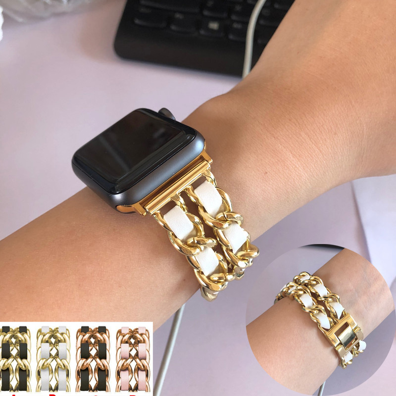 Luxury Women Smart Watches Leather Metal Chain Strap for A p ple Bands i watch Series 6 5 4 3 38 40 42 44mm Band Belt Adjust Buckle
Luxury Women Smart Watches Leather Metal Chain Strap for A p ple Bands i watch Series 6 5 4 3 38 40 42 44mm Band Belt Adjust Buckle