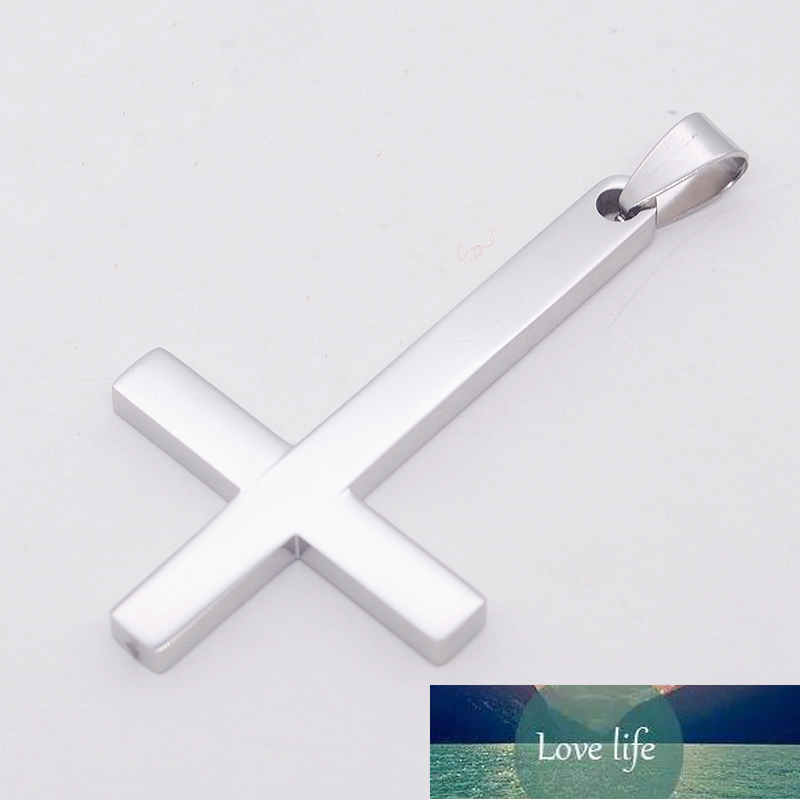 Fashion Stainless Steel Inverted Cross Pendant Necklace Lucifer Satan Punk Jewelry Chain For Men Women Anti-Christian Gift