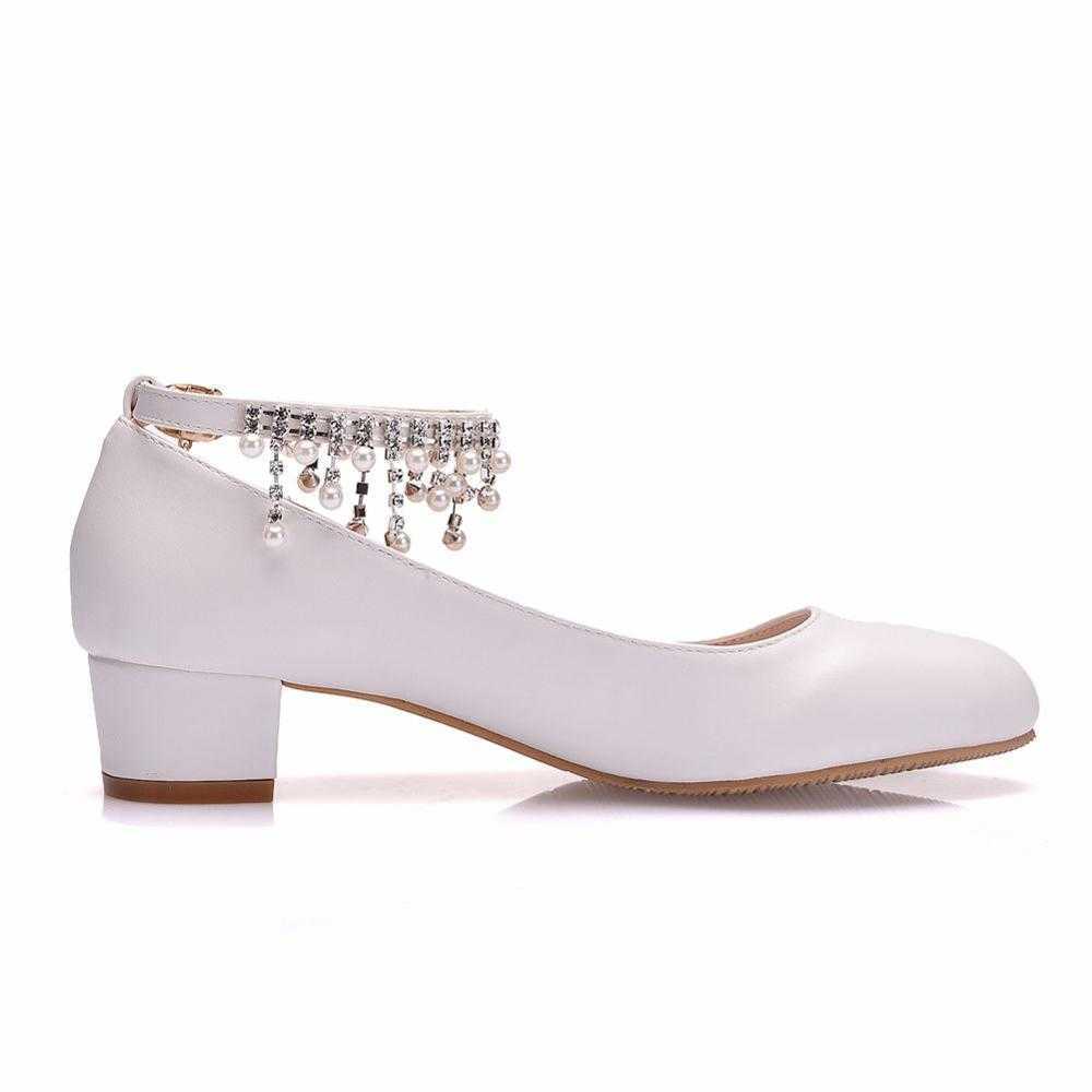 Crystal Queen Women's High Heels Water drill Pendant Chain Sexy Bride Party 3CM Pointed toe Shallow mouth Shoes 210907