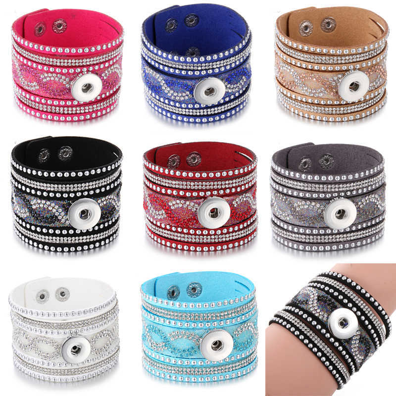 10pcs/lot Wholesale Snap Jewelry Bracelets for Women Braided Leather 18mm Snap Bracelet DIY Interchangeable Snap Button Bracelet 210910