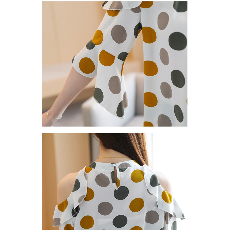 Blusas Mujer De Moda Summer Korean Style Women's Blouse Short Sleeve Bottoming Shirt Polka Dot Off-Shoulder Tops 9023 50 210225