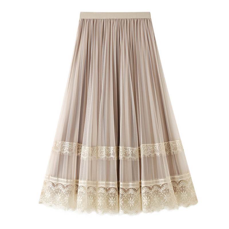 SURMIITRO Korean Reversible Lace Velvet Tulle Long Skirt Women Autumn Winter Black High Waist Pleated Midi Skirt Female 210306