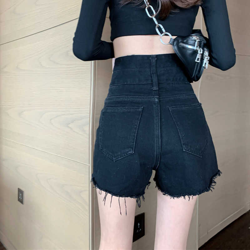 SURMIITRO Denim Shorts Women est Summer Korean Style Black Blue Fashion High Waist Female Short Pants Jeans 210714