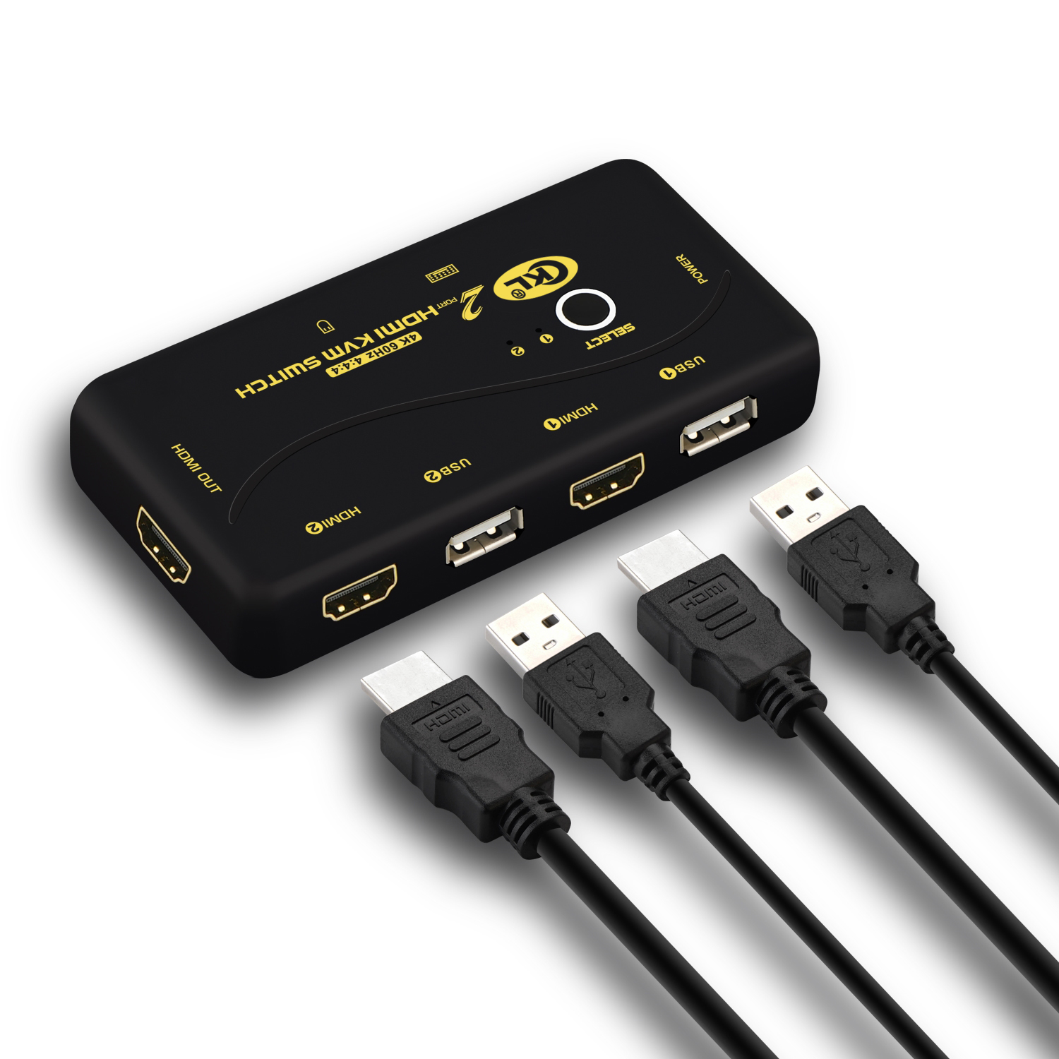 HDMI KVM switch port, HDMI2.0 protocol /4K@60HZ, USB 2-inch 1-inch output, PC monitor keyboard and mouse switchs