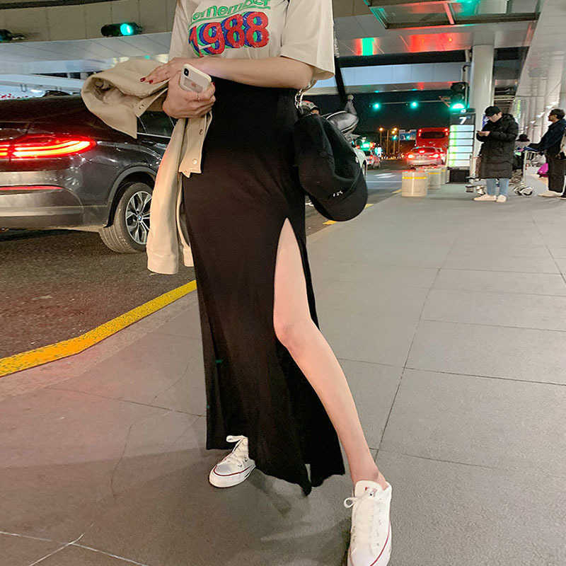 WOMENGAGA Sweet Korea Spring Summer Exposed Thighs Sexy High Waist Split Thigh Sagging Black Long Skirt Skirts M9O5 210603
WOMENGAGA Sweet Korea Spring Summer Exposed Thighs Sexy High Waist Split Thigh Sagging Black Long Skirt Skirts M9O5 210603
