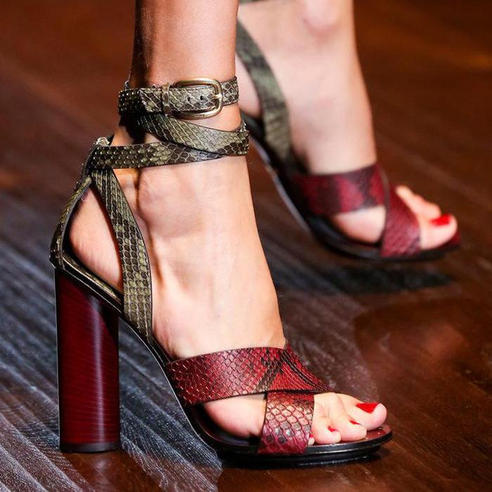 heel women's shoes Bandage sandals fashion shoes thick, Red