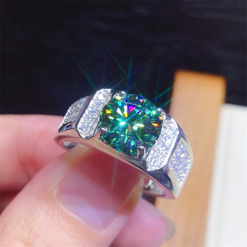 Choucong Unique Brand Wedding Rings Simple Fashion Jewelry 925 Sterling Silver Round Cut Emerald 5A Zircon Party Eternity Women Men Open Adjustable Ri