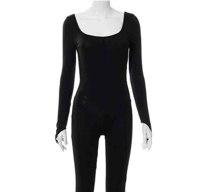 Bomblook 2021 Ladies Tracksuits Autumn Winter New Solid Color Long Sleeve Sexy Backless Pants Jumpsuit Women Clothing Sets Y1201