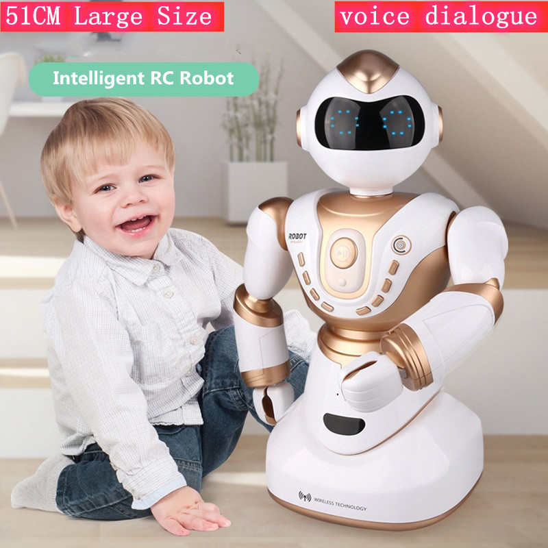 51CM Large Size RC Robot Toy Head Hand Turn LED expression voice dialogue intelligent Sorts robot Interactive light Music Toy, White
51CM Large Size RC Robot Toy Head Hand Turn LED expression voice dialogue intelligent Sorts robot Interactive light Music Toy, White