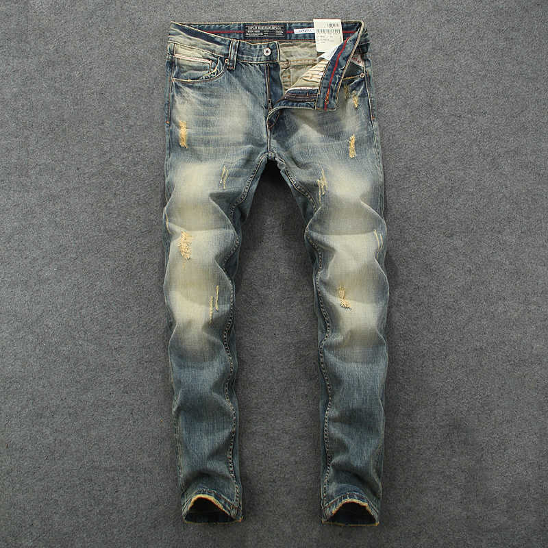 Italian Style Fashion Men Jeans Retro Yellow Blue Slim Fit Ripped for Distred Vintage Designer Cotton Denim Pants
Italian Style Fashion Men Jeans Retro Yellow Blue Slim Fit Ripped for Distred Vintage Designer Cotton Denim Pants