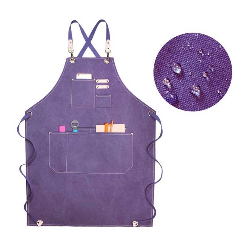 Waterproof And Antifouling Canvas Apron Fashion Barista Milk Tea Flower Shop Drop 210629