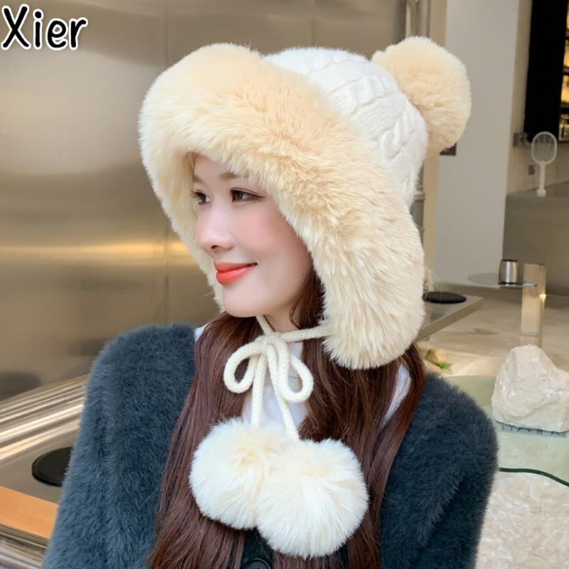 Berets Knitted Hat Women's Fashion Plus Velvet Thick Casual Ear Cap Winter Plush Female Hair Ball Woolen, Black 
Berets Knitted Hat Women's Fashion Plus Velvet Thick Casual Ear Cap Winter Plush Female Hair Ball Woolen, Black