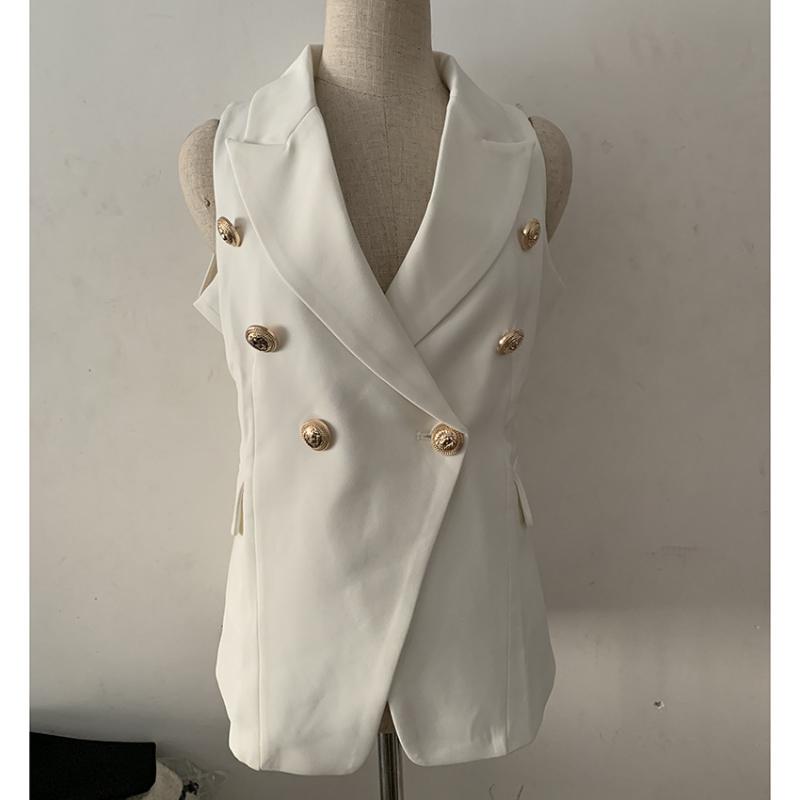 High-end Women's Vest Jacket 2021 Spring and Autumn Professional Classic Double-breasted Metal Buckle Suit Vest Blazer Women