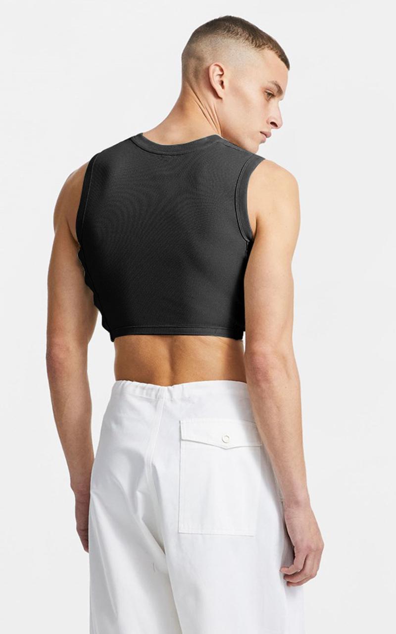 Men's Tank Tops Men Top Slim Fit Casual Ribbed Sleeveless T-Shirt Beach Solid Color Splicing Fishnet Drop