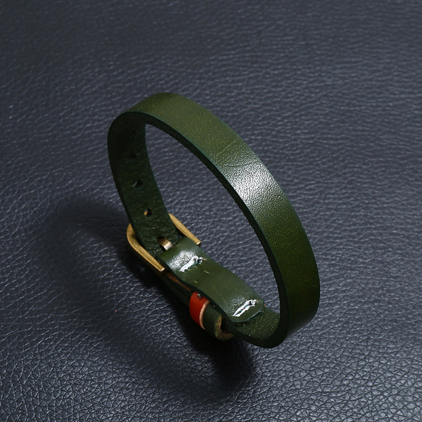 Pin Buckle Belt Bracelets Bangle Cuff Retro Simple Leather Bracelet for Women Men Punk Rock Fashion Jewelry Black Brown Will and Sandy