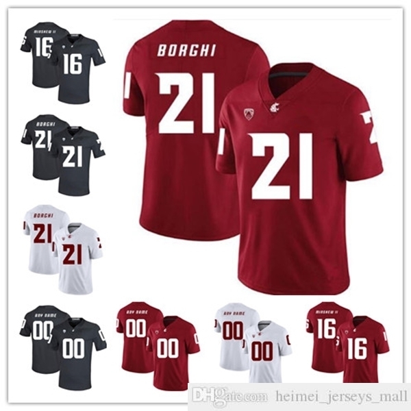 

Custom NCAA Washington State Cougars WSU#16 Gardner Minshew II 3 Tyler Hilinski 34 Steve Gleason 4 Luke Falk 11 Drew Bledsoe Football Jersey, White