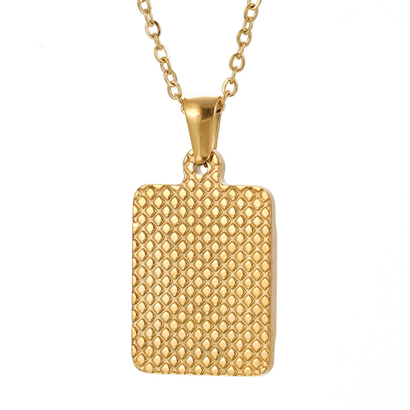 316L Stainless Steel Men Women 26 Capital Letters Pendant Necklace 18K Gold Little Rectangle Fashion Jewelry Lovers Couples Neckla