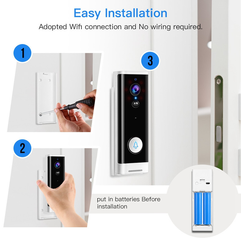 Wireless Tuya Smart Life WiFi Video Doorbell Waterproof Camera Night Vision APP Control Call Intercom Video-Eye Apartments Door Bell Ring support Alex