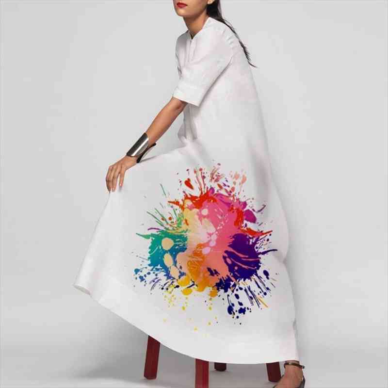 women vintage floral print long dress spring casual round neck party dress elegant short sleeve loose maxi dresses vestidos, White
women vintage floral print long dress spring casual round neck party dress elegant short sleeve loose maxi dresses vestidos, White