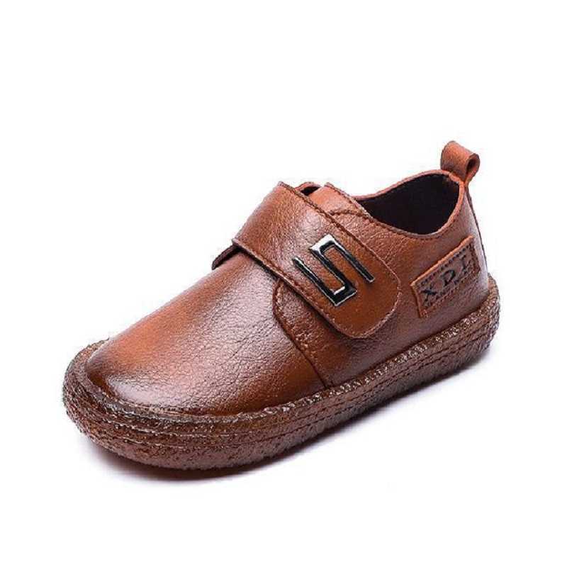 Kids Leather Shoes For Boys Wedding School Show Flats Shoes Classic Children Black Loafer Moccasins Fashion British Style Spring X0703