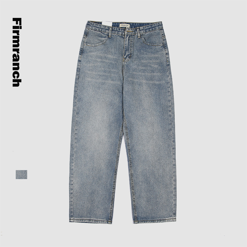 Firmranch Spring/Autumn 90s Vintage Straight Men Loose Wide-Leg Light Blue Wash Water To Make Old Jeans Boy Long Trousers, Bule 
Firmranch Spring/Autumn 90s Vintage Straight Men Loose Wide-Leg Light Blue Wash Water To Make Old Jeans Boy Long Trousers, Bule