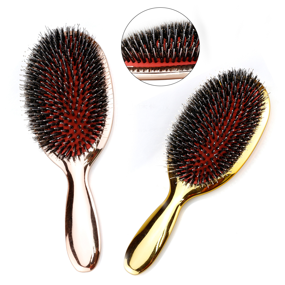 Boar Bristle Hair Brush Beauty Hairdresser Massage Comb Salon Hairdressing Styling Tools Smooth Plating Curly Detangler Brush 210302, Silver
Boar Bristle Hair Brush Beauty Hairdresser Massage Comb Salon Hairdressing Styling Tools Smooth Plating Curly Detangler Brush 210302, Silver