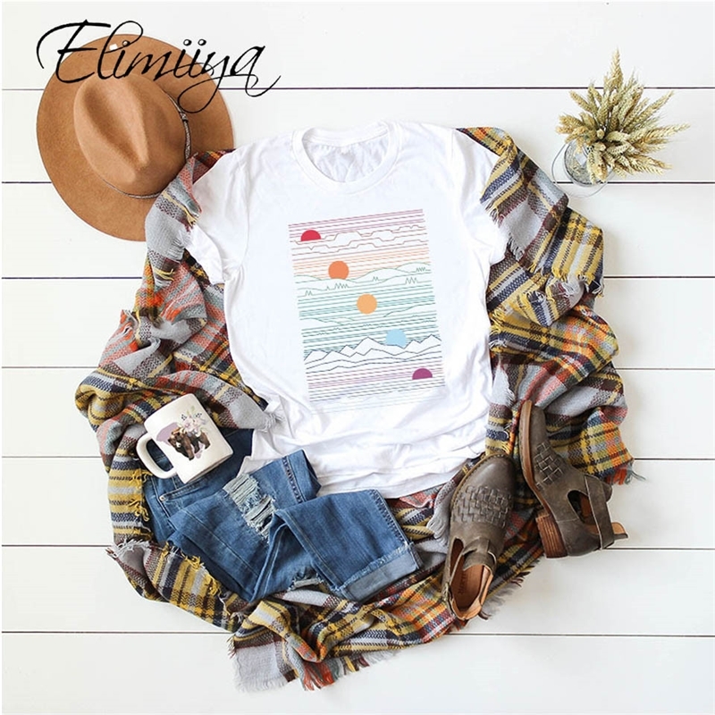 Elimiiya Abstract T shirt Women Oversized Print T-shirt Short Sleeve O-Neck Womens clothing Ladies Tops Tees 2021 Summer Top 210302