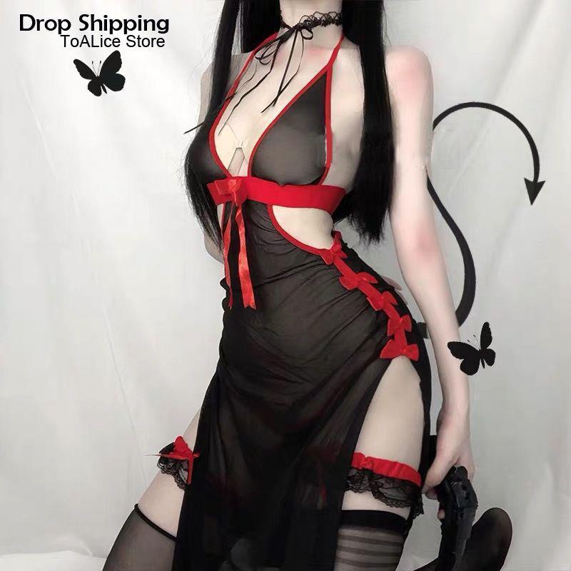 Women Sexy Lingerie Set Vintage Vampire Devil Cosplay Costumes Lolita Backless Cheongsam Fancy Dress Halloween Party Sleepwear Bras Sets, Black
Women Sexy Lingerie Set Vintage Vampire Devil Cosplay Costumes Lolita Backless Cheongsam Fancy Dress Halloween Party Sleepwear Bras Sets, Black