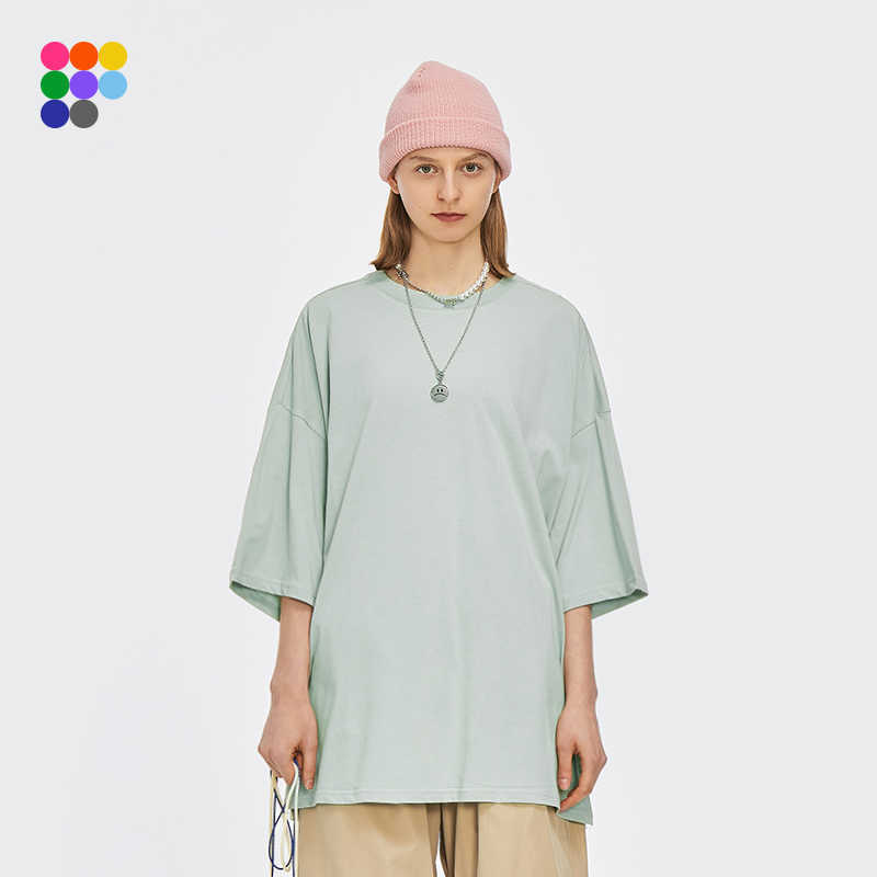 INFLATION Summer Style Unisex Casual Plain T-shirts Crew Neck Cotton Oversized Tees Men Fashion Hip Hop T-Shirts 0057S21 210629