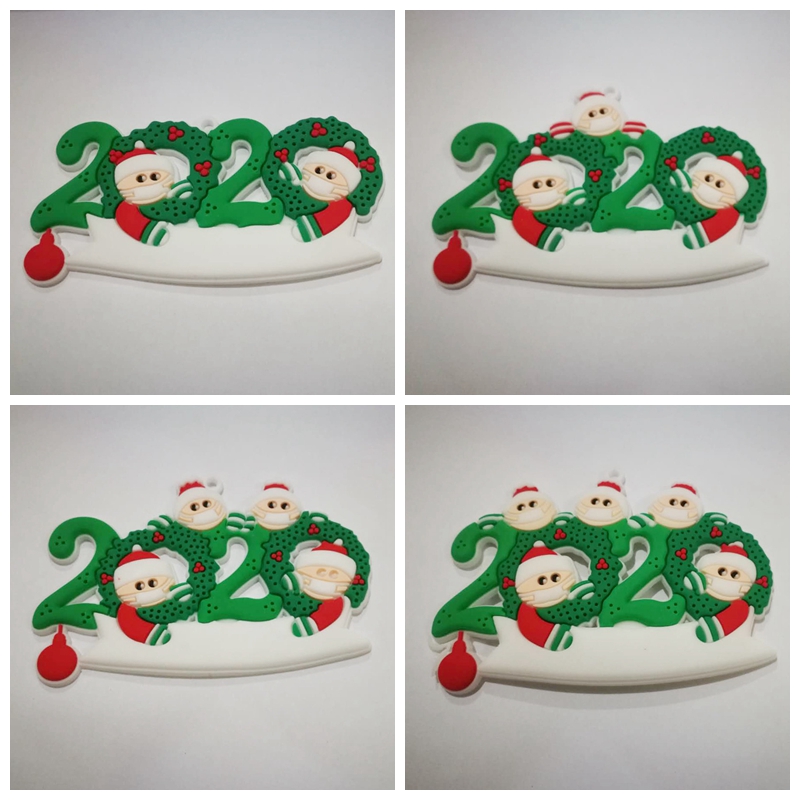 2020 PVC Ornaments Personalized Cartoon Santa Claus Mask Snowman Family 2 3 4 5 Lovely Christmas Tree Hanging Pendants VT1726 Free shipping