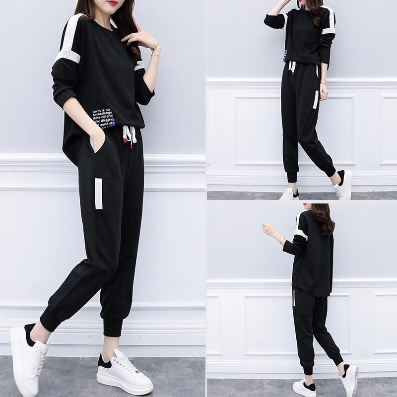 Women's Tracksuits Spring And Autumn Plus Size Fashion Casual Slim Loose Suit Fat Sister Cover Waist Belly Ageing Leisure Two-piece JQ452