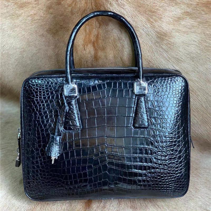 Briefcases Authentic Crocodile Belly Skin Businessmen Briefcase Laptop Bag Genuine Alligator Leather Key Lock Closure Male Large Handbag, Black
Briefcases Authentic Crocodile Belly Skin Businessmen Briefcase Laptop Bag Genuine Alligator Leather Key Lock Closure Male Large Handbag, Black
