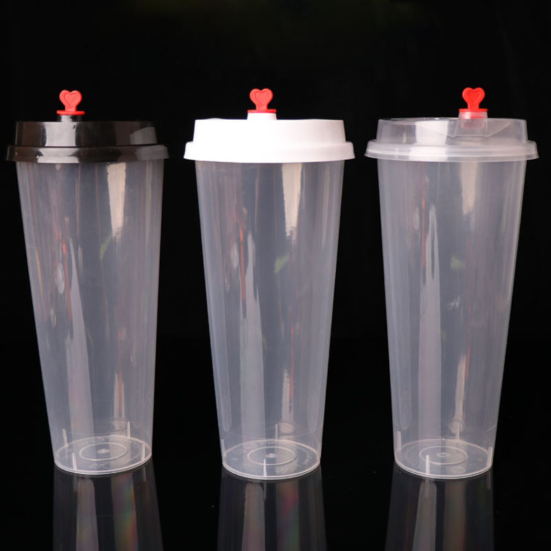 700ML /24oz Juice Coffee Milky Tea Disposable Plastic For Party Weddings Desserts Drinking Cups with Lid Free shipping