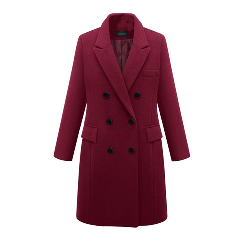 Autumn Winter Coat Women Casual Wool Solid Jackets Blazers Female Elegant slim Double Breasted Long Coat Ladies Plus Size 5XL T190903