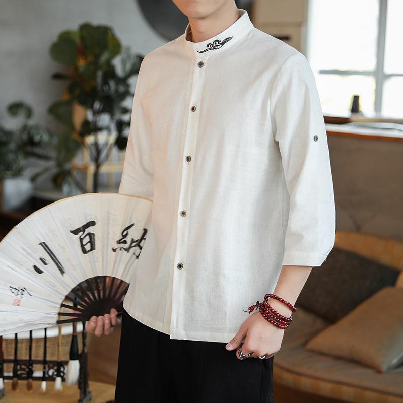 Men's T-Shirts MrGB Chinese Style Summer Embroidery Men Shirt Cotton Linen Casual Loose Male Shirts Big Size Solid Color Three Quarter Sleev, White;black
Men's T-Shirts MrGB Chinese Style Summer Embroidery Men Shirt Cotton Linen Casual Loose Male Shirts Big Size Solid Color Three Quarter Sleev, White;black