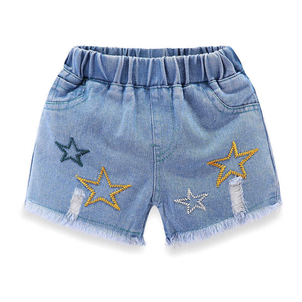 Mudkingdom Girls Outfits Ruffle Collar Striped Tops Denim Shorts Set for Girl Clothes Strap Shirt Jean Suit Toddler 210615